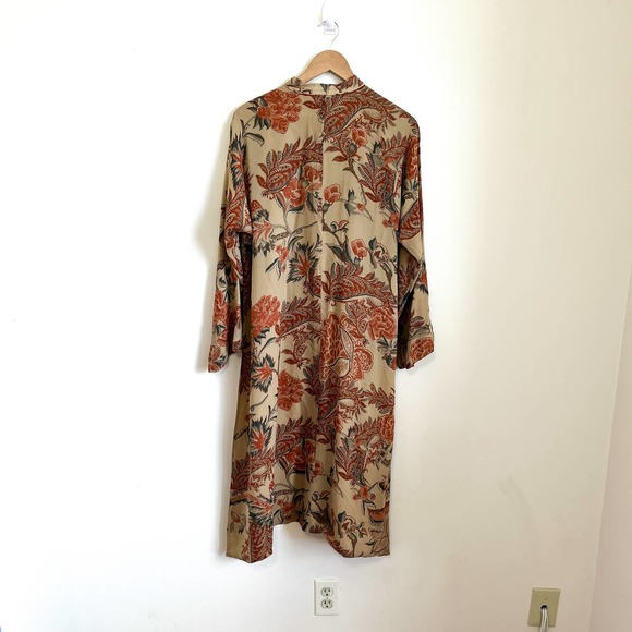 Ralph Lauren Collection Paisley Floral Silk Duster Kaftan Sz M Long Line Dress - Picture 2 of 14